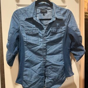 Ci Sono Two-Tone Blue Denim Shirt